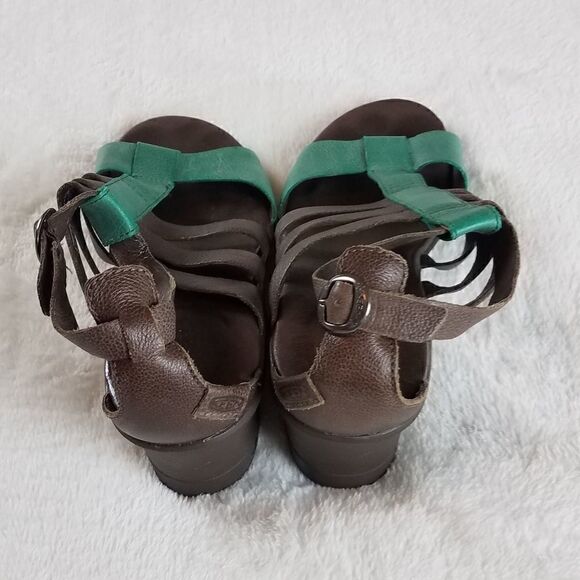 Keen Victoria Strappy Brown Turquoise Wedge Sandals - Picture 5 of 11